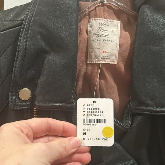 🎀 NEW FREE PEOPLE faux leather Melrose Vegan Moto Jacket medium - Picture 8 of 16